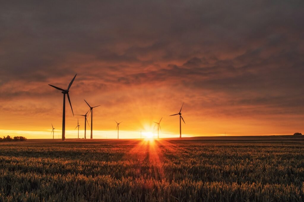 Wind turbines generating renewable electricity